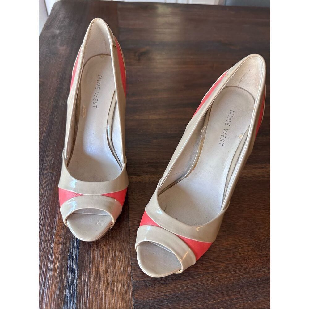 Nine West Coral Nude Peep Toe Heels